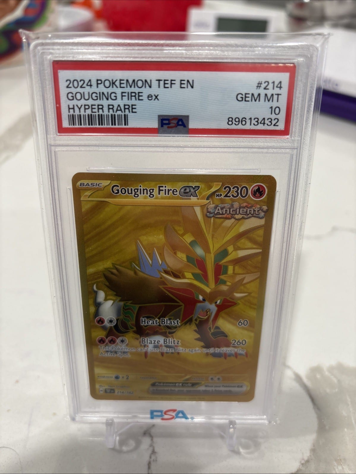 2024 Pokemon Temporal Forces Gouging Fire 214 PSA 10 GEM MT, photo