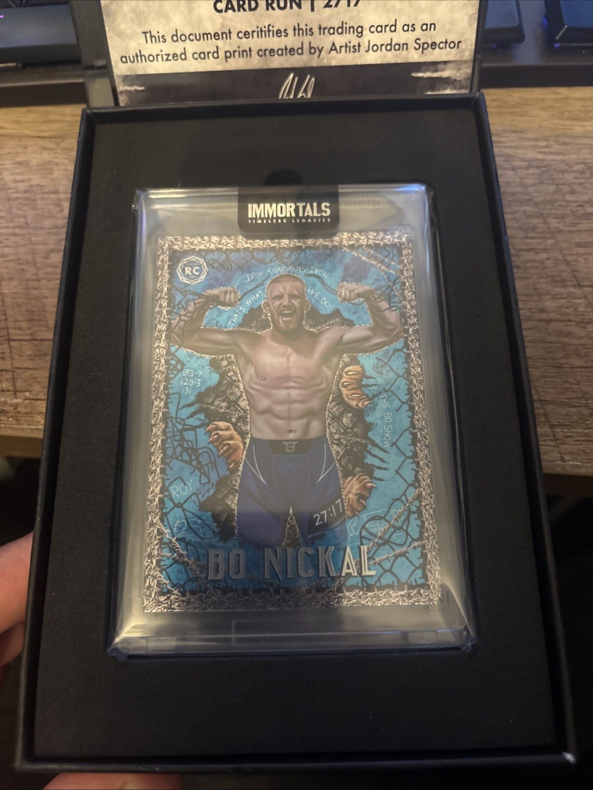 Bo Nickal x Jordan Spector Immortals Limited Edition Rookie Card 182/2178, photo