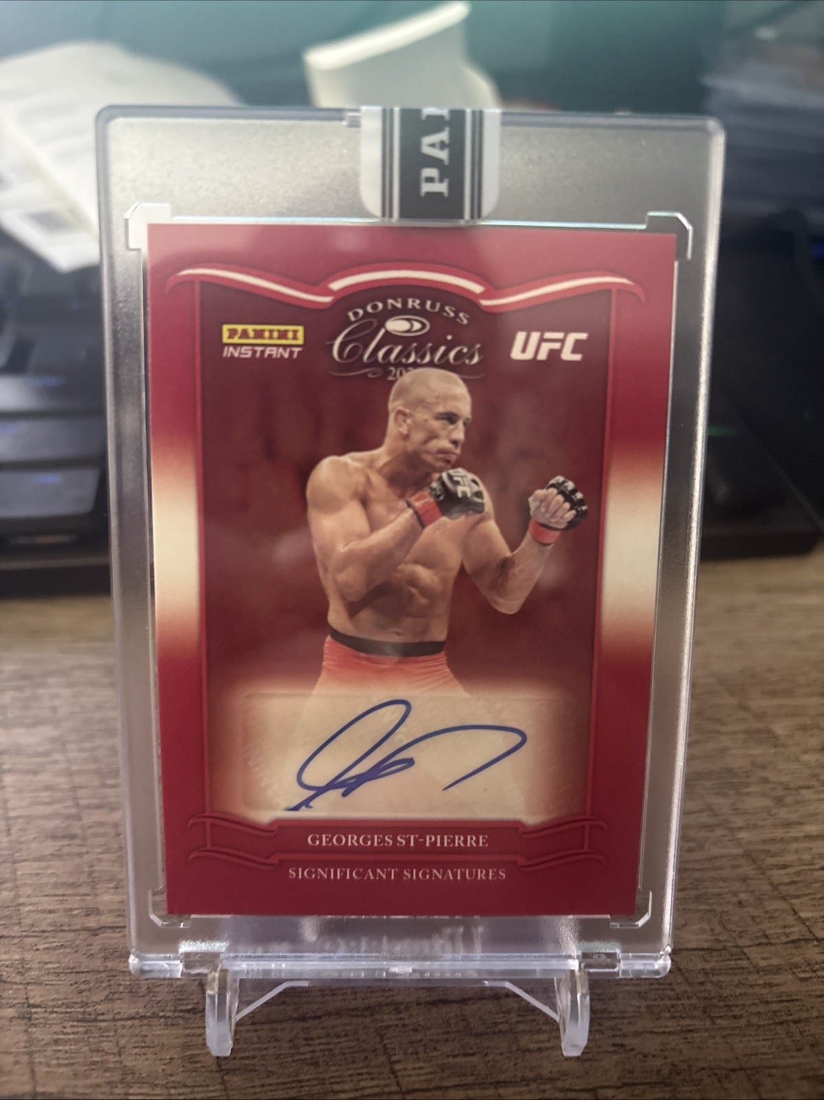Georges St-Pierre 2023 Panini Instant UFC Donruss Classics Auto #7/25 Red, photo