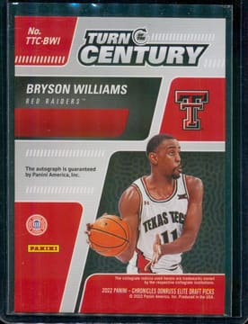 BRYSON WILLIAMS 2022-23 Panini Chronicles Elite Turn of the Century Autograph RC, photo 2