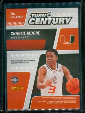 2022 Chronicles Draft Picks Charlie Moore Turn of the Century Auto #TTC-CMO, photo 2