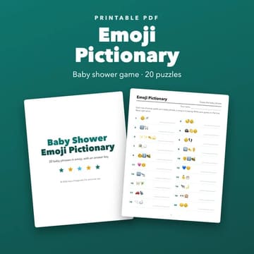 Baby Shower Emoji Pictionary: 20 Puzzles, cover