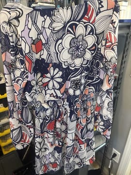 Express Floral Long Sleeve Dress Navy Blue Coral V-Neck Elastic Waist S, photo 3